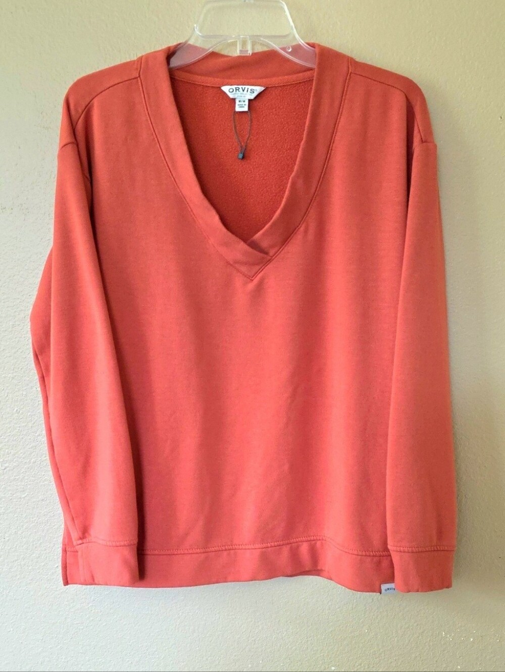 Orvis Womens Orange V-Neck Sweater - Size Medium